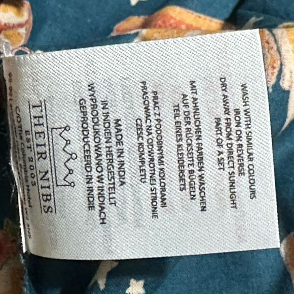 THEIR NIBS S-XL Dark Blue Orange Autumn Cotton Short Sleeve Crop Pants PJ Set - Picture 16 of 16